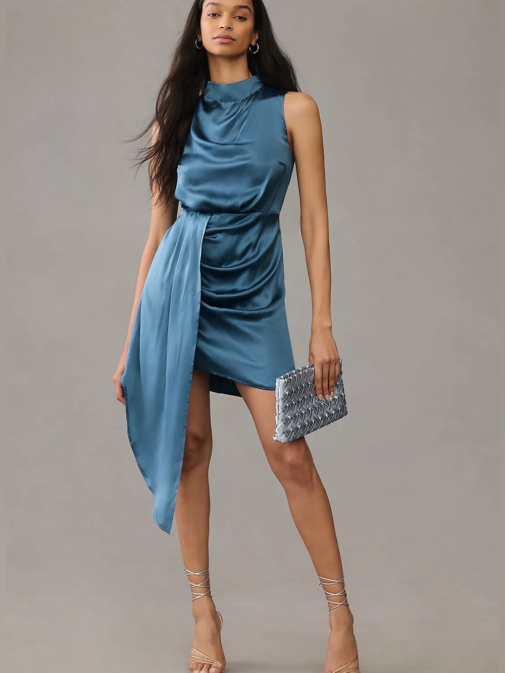 Anthropologie Mock-Neck Draped Silk Dress